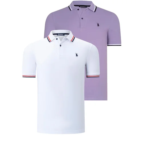 Dewberry DUAL SET T8594 MENS T-SHIRT-WHITE-LILAC