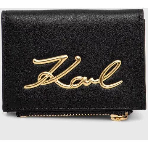 Karl Lagerfeld Usnjena denarnica ženska, črna barva, 245W3231