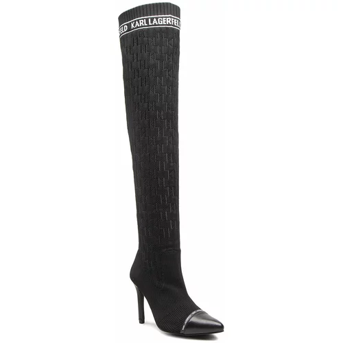 Karl Lagerfeld Visoki Škornji KL31691 Black Knit Textile