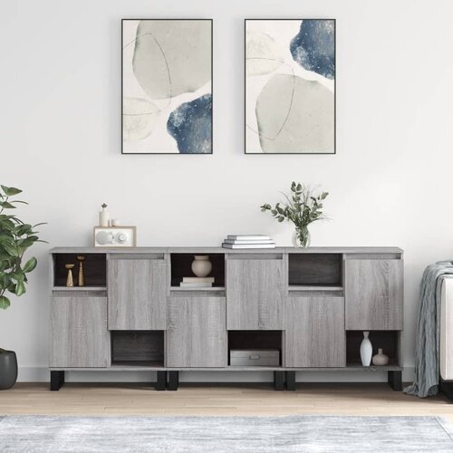  The Living Store Komoda 3 kosi siva sonoma inženirski les - Komoda, (21442015) Slike