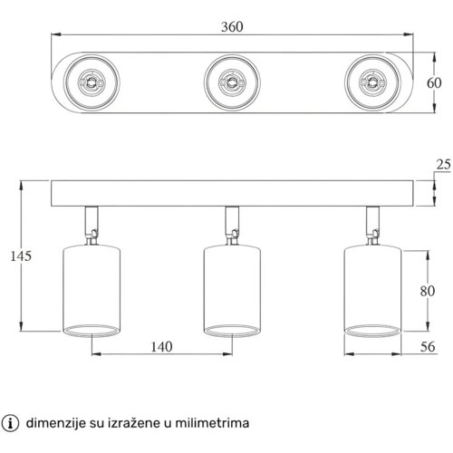 Bb Link SPOT LAMPA 3XGU10 TALIA 83 CRNA Cene
