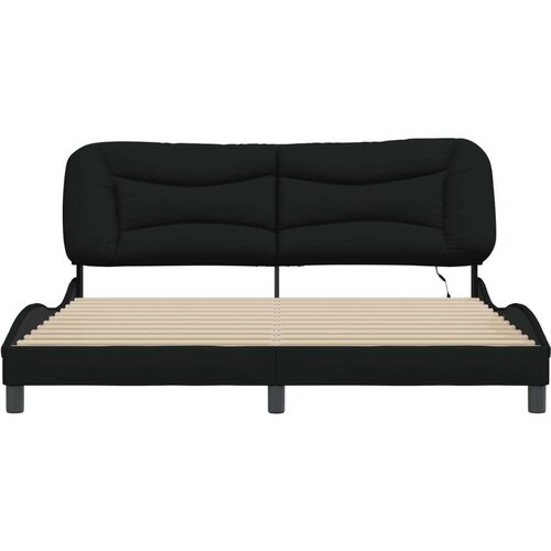 okvir kreveta s led svjetlima crni 180 x 200 cm od tkanine Slike