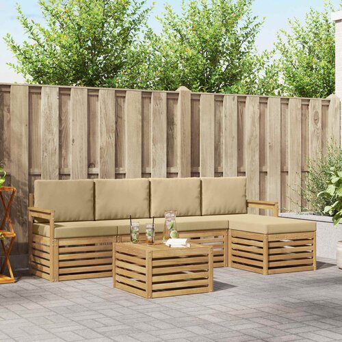  Set vanjskih sofa 6 pcs Bijela i bež 59 x 59 x 37 cm Poliester Cene