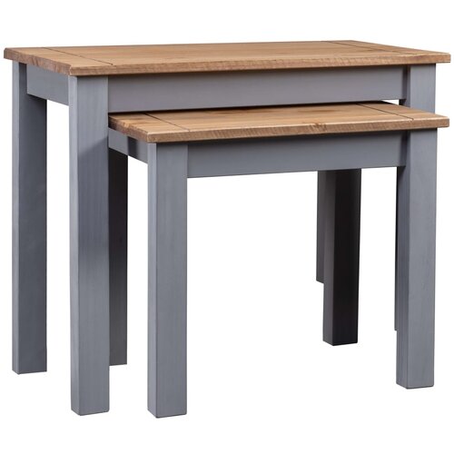 vidaXL Komplet mizic 2 kosa sive trdna borovina Panama Range Cene