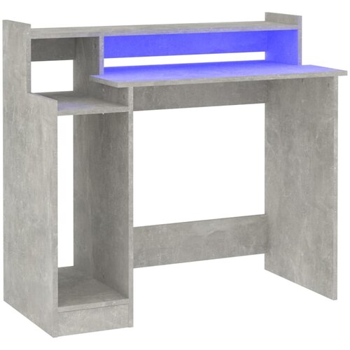 Maison Chic Pisalna miza - pisarniška miza - Računalniška miza z LED lučkami betonsko siva 97x45x90 cm inž. les, (21785688) Cene