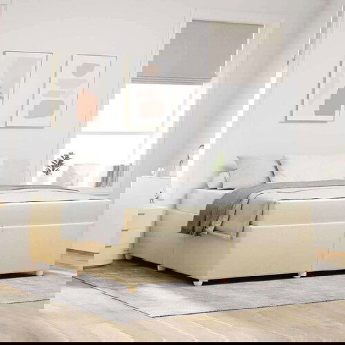  Okvir za krevet s madracem Krema 180 x 200 cm tkanina Slike