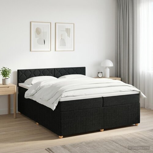  Boxspring krevet s madracem Crna 200 x 200 cm Tkanina Cene