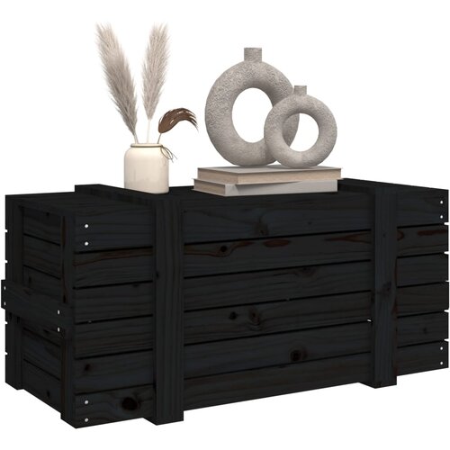  Kutija za pohranu crna 91x40,5x42 cm od masivne borovine Slike
