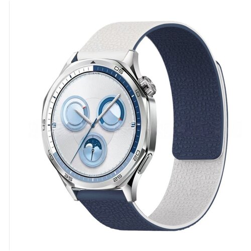 INF Kompatibilni pa&scaron;ček &ndash; Huawei GT6 Litchi silikon z magnetom White+Blue 18 mm, (5000264445) Cene