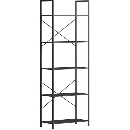  Polica za knjige samostojeća 5 polica metalni okvir 60x30x170 5 cm crna Slike
