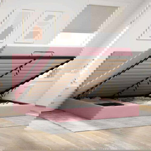  Otomanski posteljni okvir z vzmetnicami roza 200x200cm žamet, (22054145) Cene
