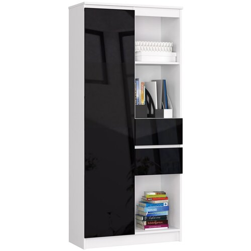 AKORD OFISNA POLICA R 80 cm CLP R15 BELO / ČRNO SJAJNO, (21714189) Slike