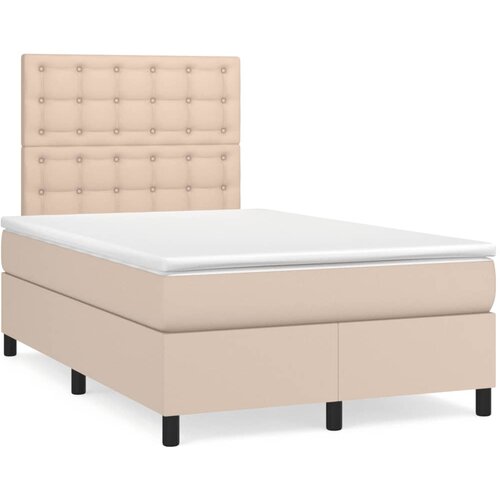 VidaXL Krevet s oprugama i madrac cappuccino 120x200cm od umjetne kože Slike