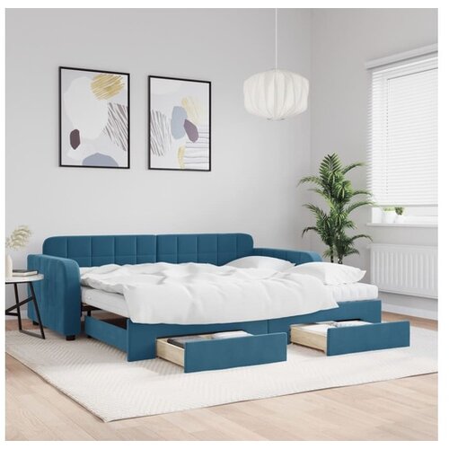 vidaXL Izvlečna dnevna postelja s predali modra 90x200 cm ža Cene