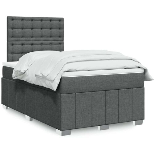VidaXL Box spring postelja z vzmetnico temno siva 120x190 cm blago Slike