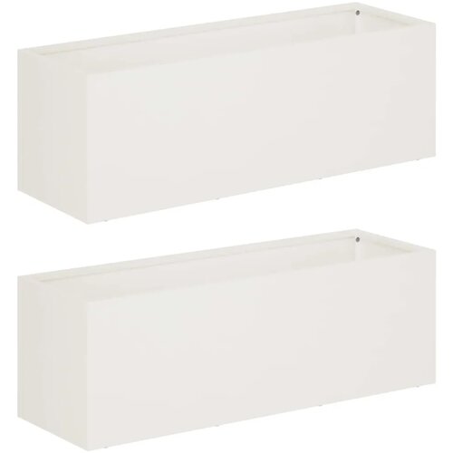  Vrtna saksija 2 kom. Bijela 40 x 20 x 20 cm Čelična vrata - Bijela 40 x 20 x 20 cm 2 Slike