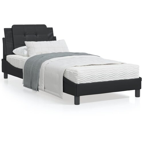 vidaXL Okvir kreveta s LED svjetlima crni 90 x 190 cm od umjetne kože Cene