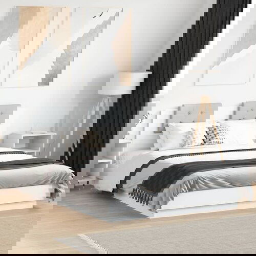 Furnova Posteljni okvir z vzglavjem in LED bel 150x200 cm, (21942933) Cene