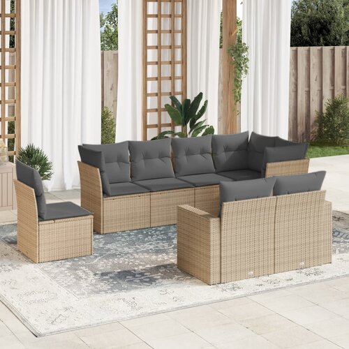 VidaXL 8-dijelni set vrtnih sofa od poliratana s jastucima bež Slike