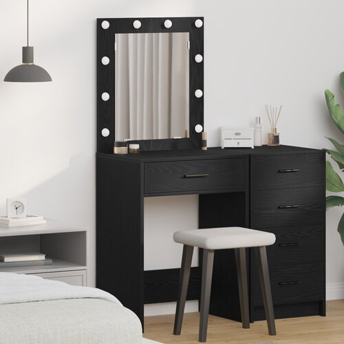 vidaXL Toaletni stol za šminku Crni hrast MDF 50 x 41 x 135 cm Ogledalo Cijene