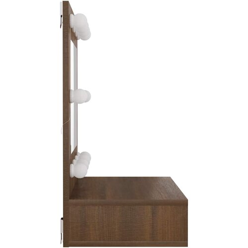  s ogledalom LED boja smeđeg hrasta 60 x 31,5 x 62 cm Slike