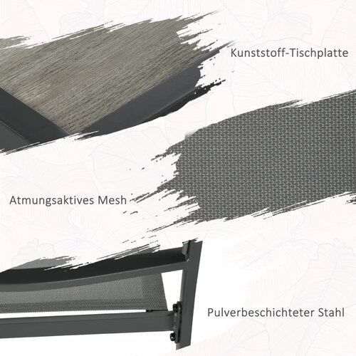  Vrtni namje&amp;scaron;taj vrtna sjedeća garnitura 1 stol 4 stolice 150 x 87 x 72 cm siva Slike