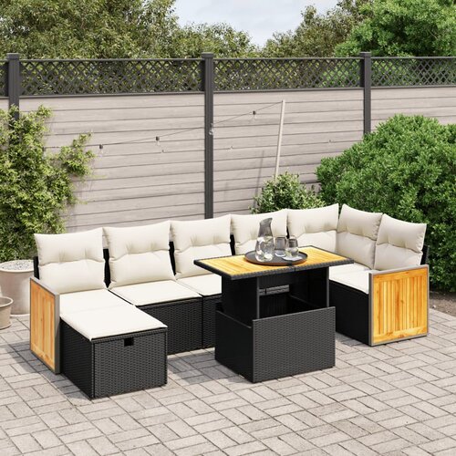 vidaXL 8-dijelni set vrtnih sofa od poliratana s jastucima crni Cijene