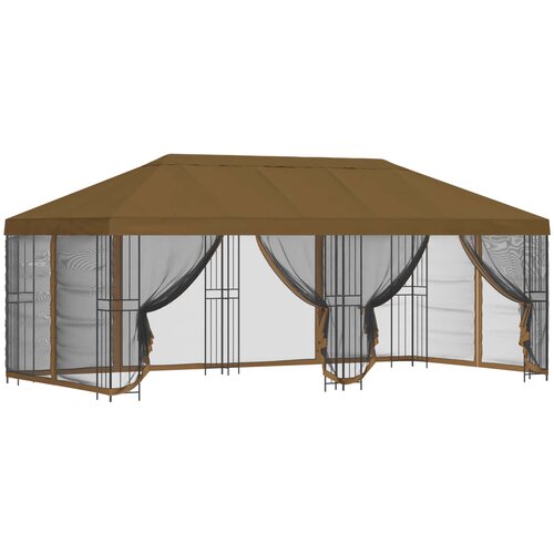 vidaXL Paviljon s stenami 6 x 3 m Taupe Poliester in jeklo 190, (5000219036) Cene