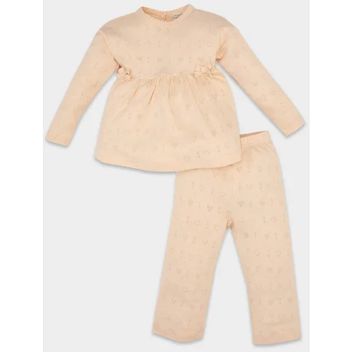 Defacto DFC - Baby Girl Long Sleeve Rib Pajama Set