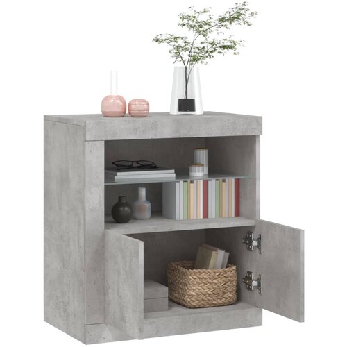  Komoda s LED svjetlima siva boja betona 60,5x37x67 cm Slike