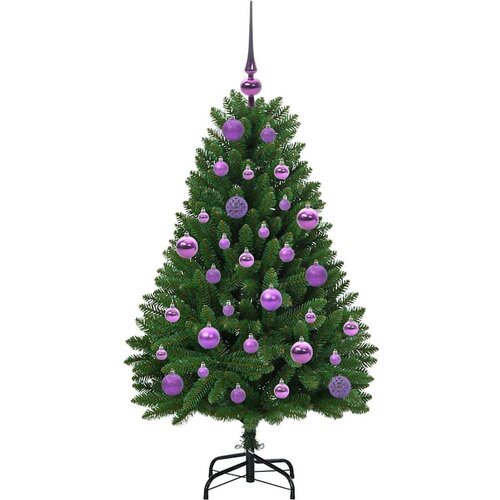 VidaXL Umjetno božićno drvce S LED lampica Zelena 120 cm PVC i metal Slike
