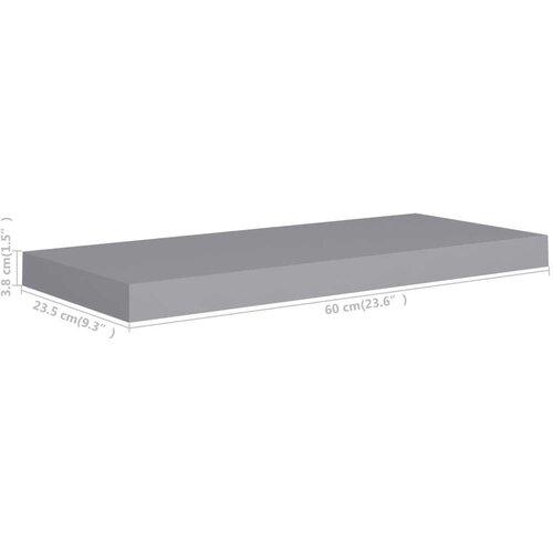 VidaXL Stenske police 2 kosa sive 60x23,5x3,8 cm MDF Slike