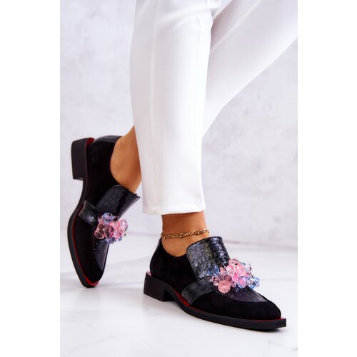 Kesi Suede shoes with decoration black and red Davine Cene