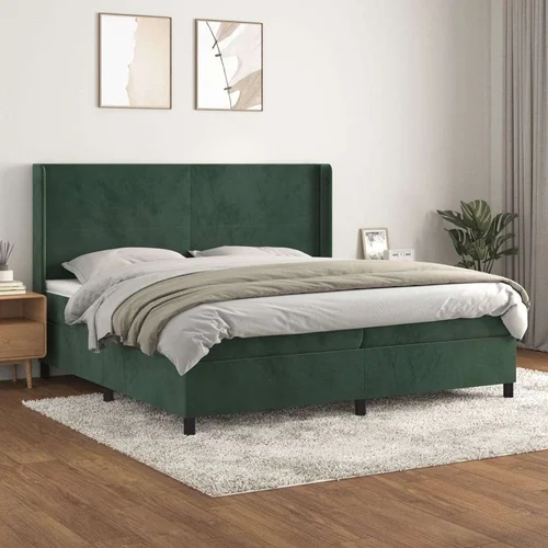  Box spring postelja z vzmetnico temno zelena 200x200 cm žamet, (20900767)