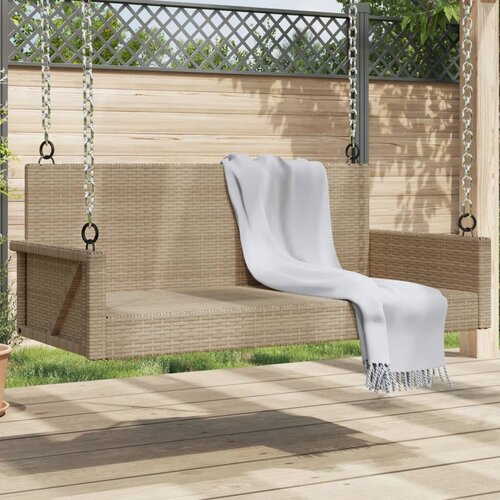 VidaXL Gugalna klop bež 119x56x48 cm poli ratan Slike