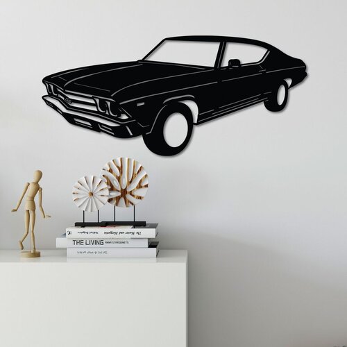 Wallity zidna dekoracija chevrolet chevelle ss 1969 malibu, 60 x 28 cm, crna Cene