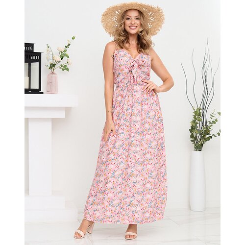 Resti Floral maxi dress with pink straps for women- Clothing Cene