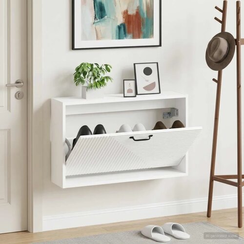  Ormar za cipele na zidu HAARLEM 71 x 17 x 43 cm Bijela - Bijela Cijene