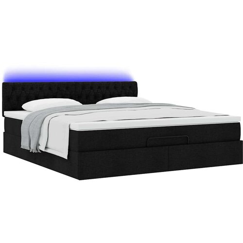 VidaXL Otomanski krevet s madracem i LED crni 160x200cm tkanine Slike
