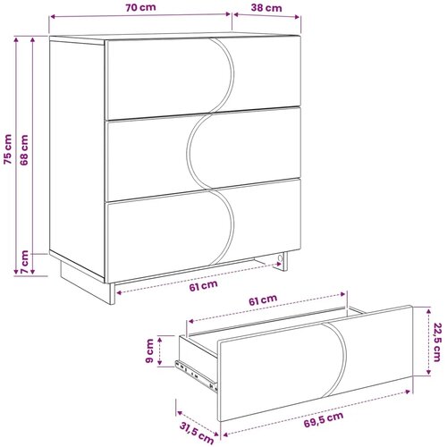  Komoda Bijela 70 x 38 x 75 cm Konstruirano drvo - Bijela Slike