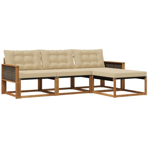vidaXL Zunanja garnitura za sedenje z blazino 4 pcs Naravna in bež, (5000272783) Cene