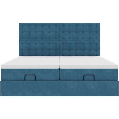 VidaXL otomanski okvir kreveta s madracima plavi 200x200cm bar&amp;scaron;unasti Slike
