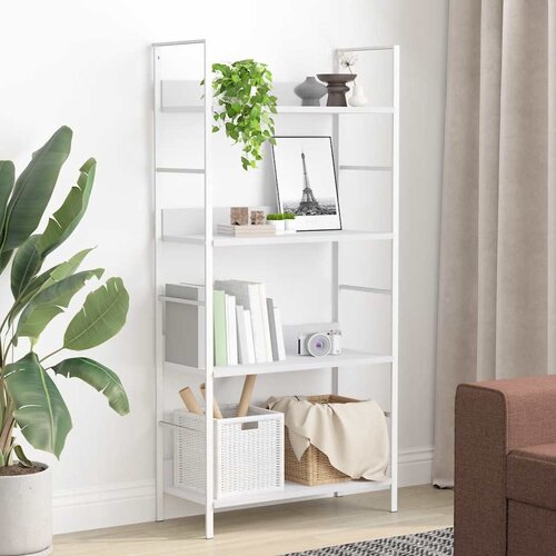 Police za knjige s 4 razine bijele 60 x 27,6 x 124,5 cm drvene Slike