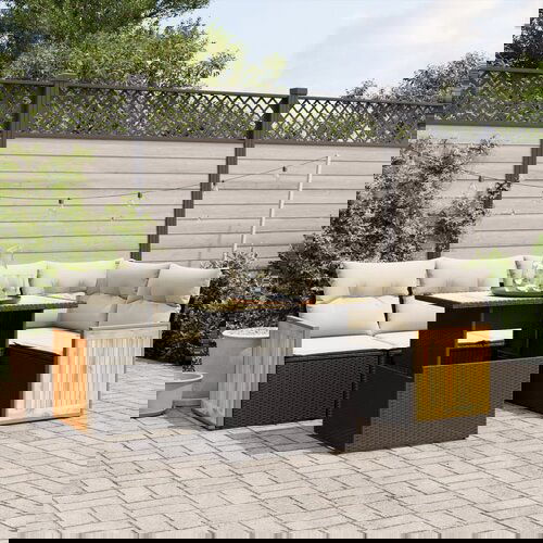 vidaXL 6-dijelni set vrtnih sofa s jastucima crni od poliratana Cijene