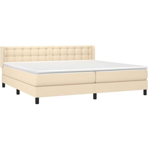  Krevet s oprugama i madracem krem 200 x 200 cm od tkanine Slike