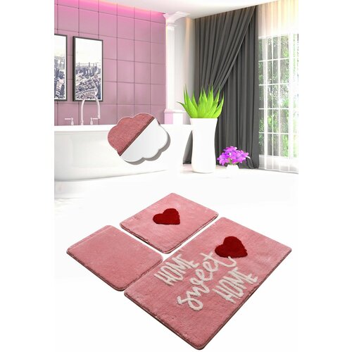 home sweet - pink pink acrylic bathmat set (3 pieces) Slike