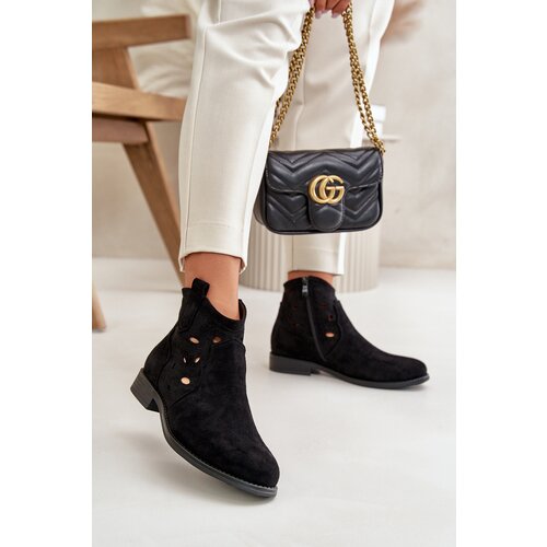 S. BARSKI Ladies Cut-Out Ankle Boots With Zipper Black S.Barski Cene