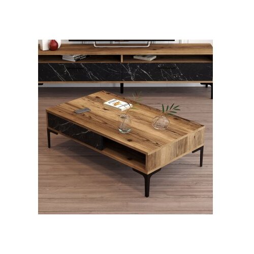 Hanah home sto za dnevnu sobu istanbul walnut black marble Cene
