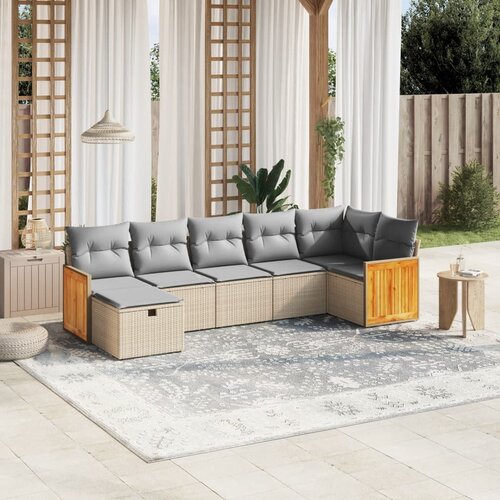 vidaXL 7-dijelni set vrtnih sofa s jastucima bež od poliratana Cijene