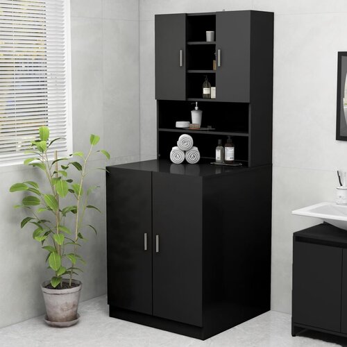 VidaXL Omara za pralni stroj črna 70,5x25,5x90 cm Slike